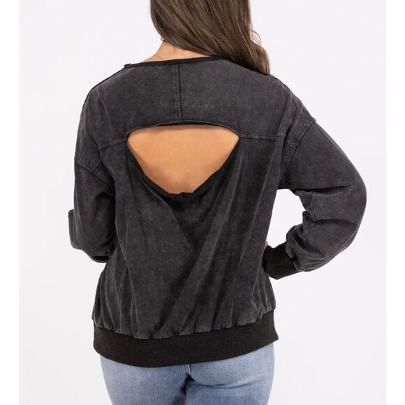 Heyson Sweatshirt Top, Walk, Don’t Run sz Large NWT Washed Black - Picture 4 of 14